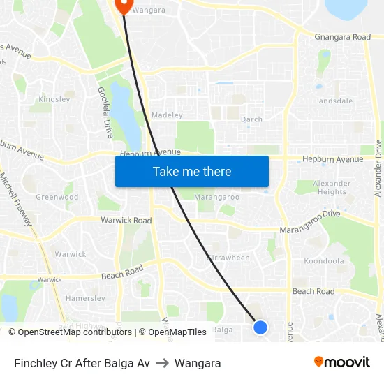 Finchley Cr After Balga Av to Wangara map