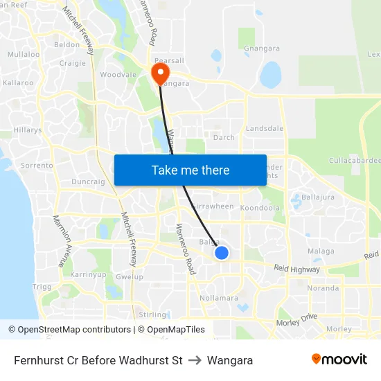 Fernhurst Cr Before Wadhurst St to Wangara map