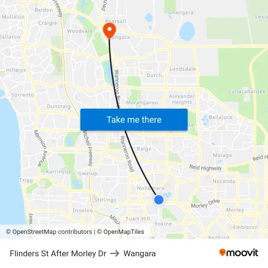 Flinders St After Morley Dr to Wangara map