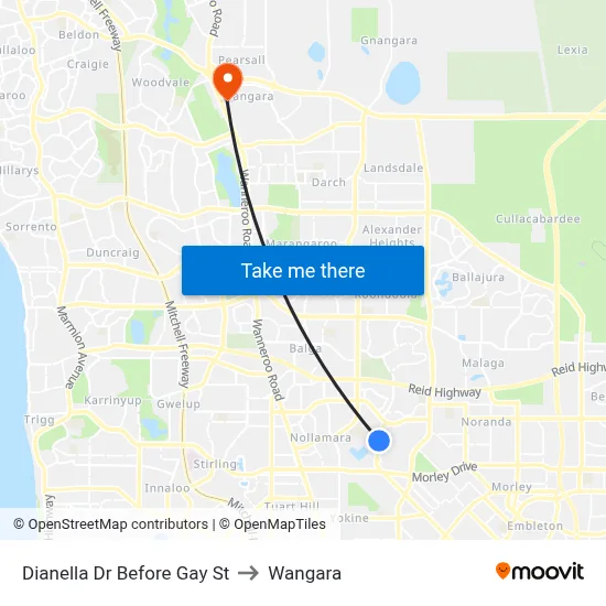 Dianella Dr Before Gay St to Wangara map