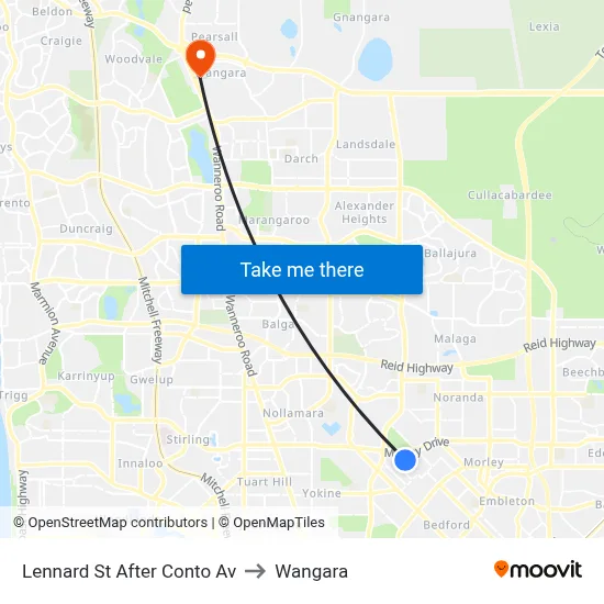Lennard St After Conto Av to Wangara map