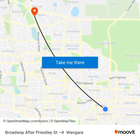 Broadway   After Priestley St to Wangara map
