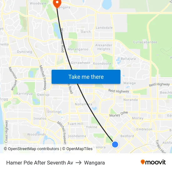 Hamer Pde After Seventh Av to Wangara map