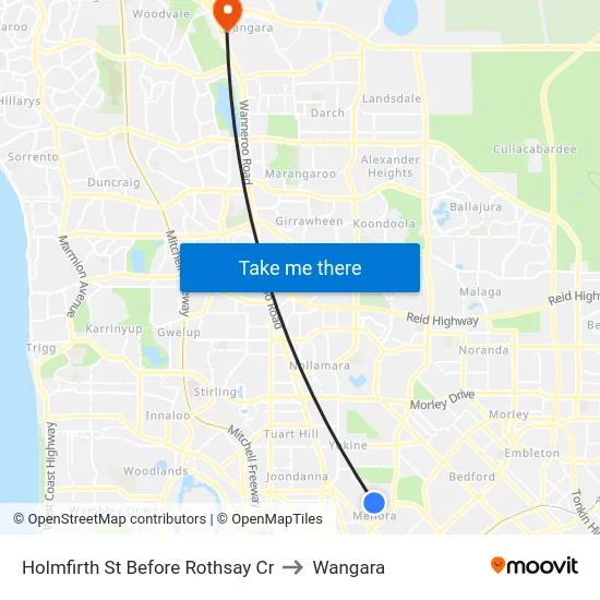 Holmfirth St Before Rothsay Cr to Wangara map