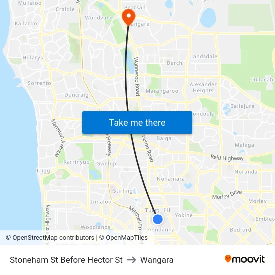 Stoneham St Before Hector St to Wangara map