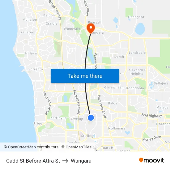 Cadd St Before Attra St to Wangara map