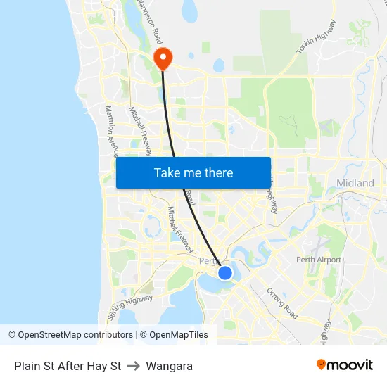 Plain St After Hay St to Wangara map