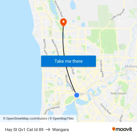 Hay St Qv1 Cat Id 89 to Wangara map
