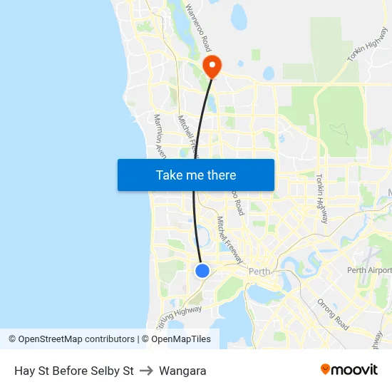 Hay St Before Selby St to Wangara map