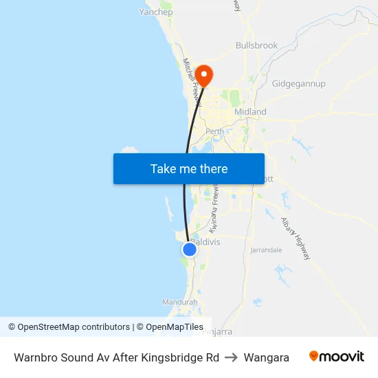 Warnbro Sound Av After Kingsbridge Rd to Wangara map