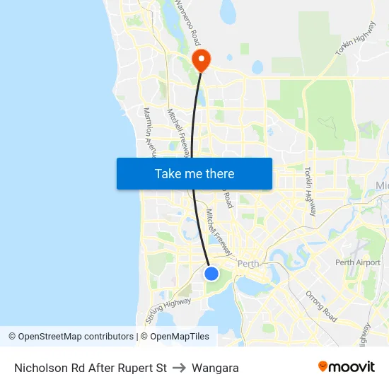 Nicholson Rd After Rupert St to Wangara map