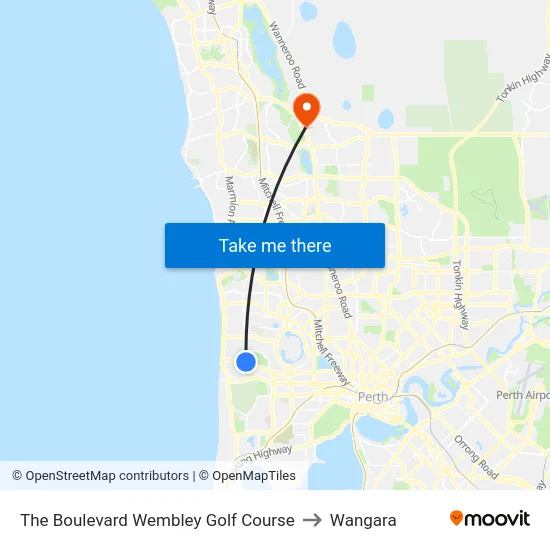 The Boulevard   Wembley Golf Course to Wangara map