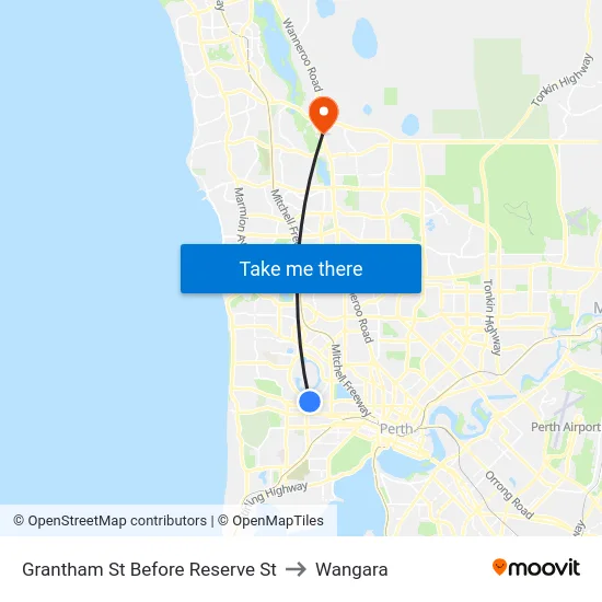 Grantham St Before Reserve St to Wangara map