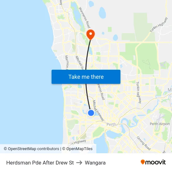 Herdsman Pde After Drew St to Wangara map