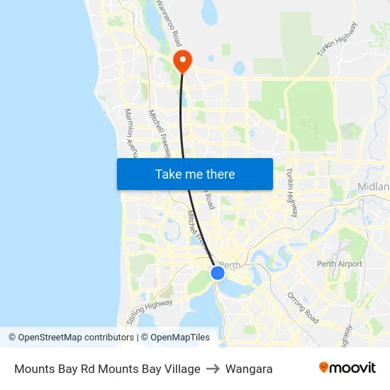 Mounts Bay Rd Mounts Bay Village to Wangara map
