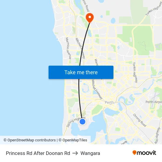Princess Rd After Doonan Rd to Wangara map