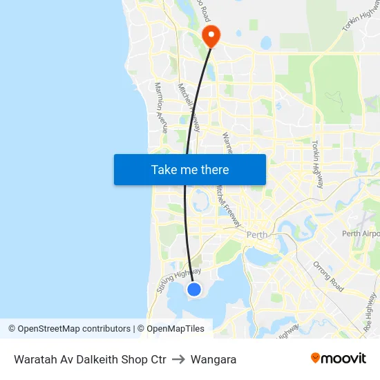 Waratah Av Dalkeith Shop Ctr to Wangara map