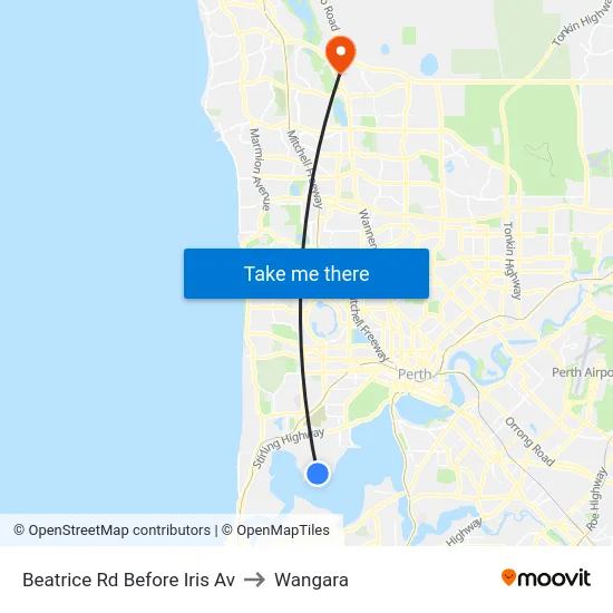 Beatrice Rd Before Iris Av to Wangara map