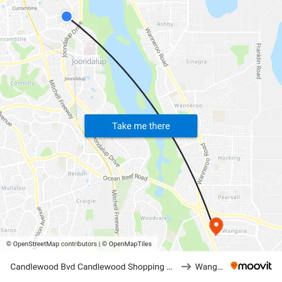 Candlewood Bvd Candlewood Shopping Centre to Wangara map
