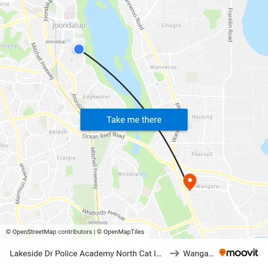 Lakeside Dr Police Academy North Cat Id 7 to Wangara map