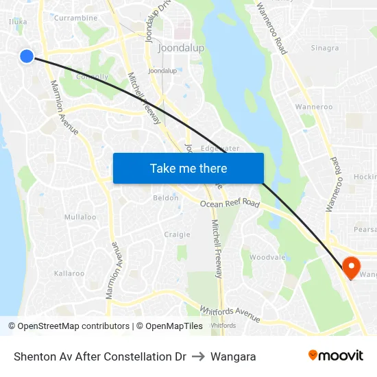 Shenton Av After Constellation Dr to Wangara map