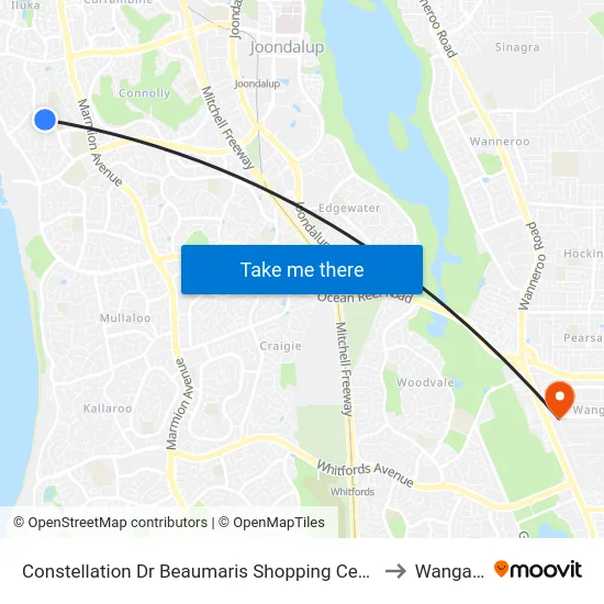 Constellation Dr Beaumaris Shopping Centre to Wangara map