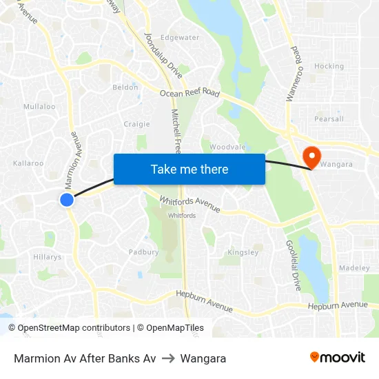 Marmion Av After Banks Av to Wangara map