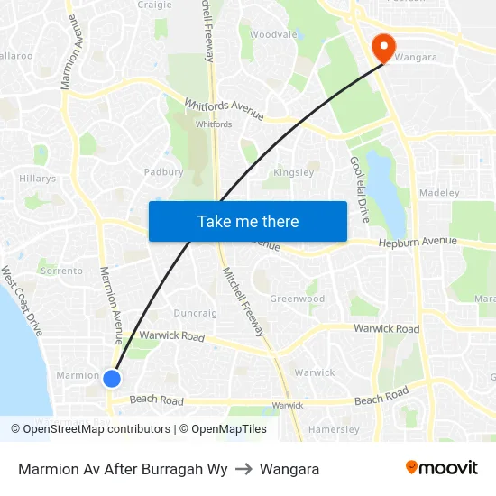 Marmion Av After Burragah Wy to Wangara map