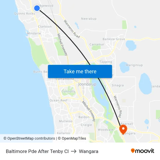 Baltimore Pde After Tenby Cl to Wangara map
