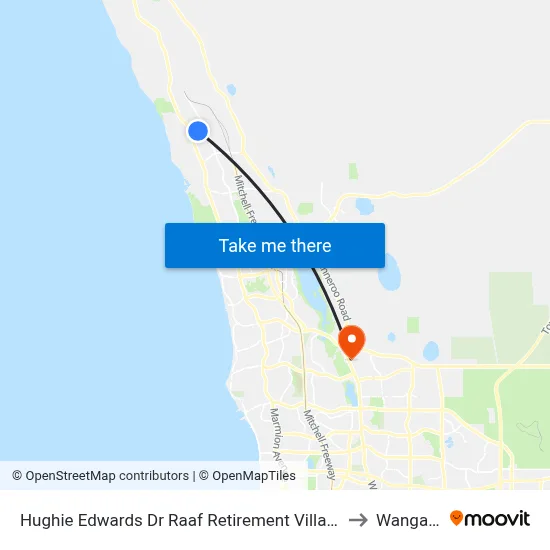 Hughie Edwards Dr Raaf Retirement Village to Wangara map