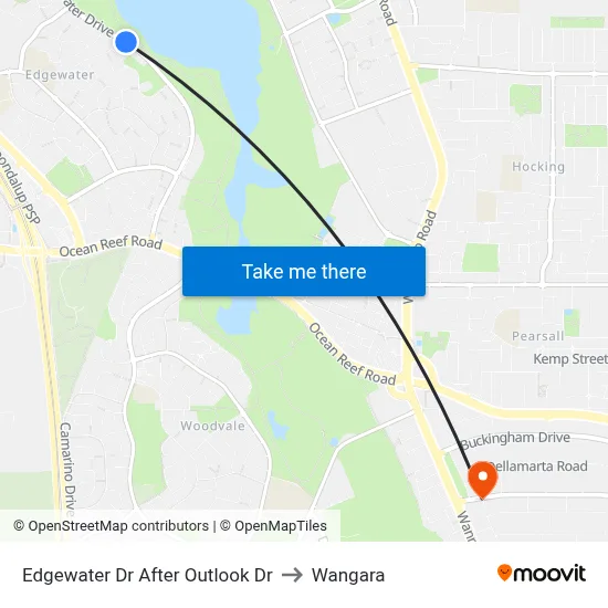 Edgewater Dr After Outlook Dr to Wangara map