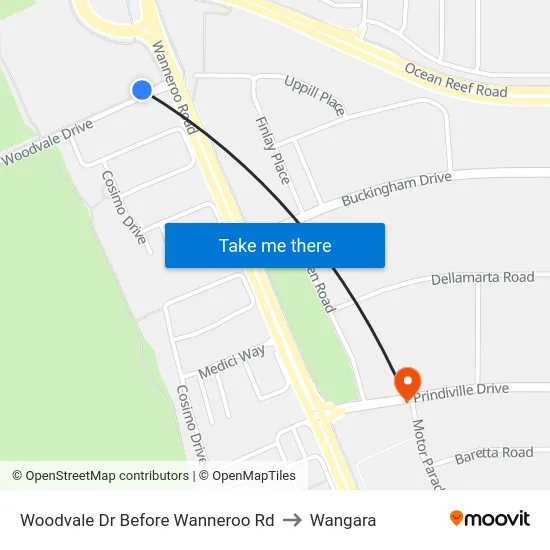 Woodvale Dr Before Wanneroo Rd to Wangara map