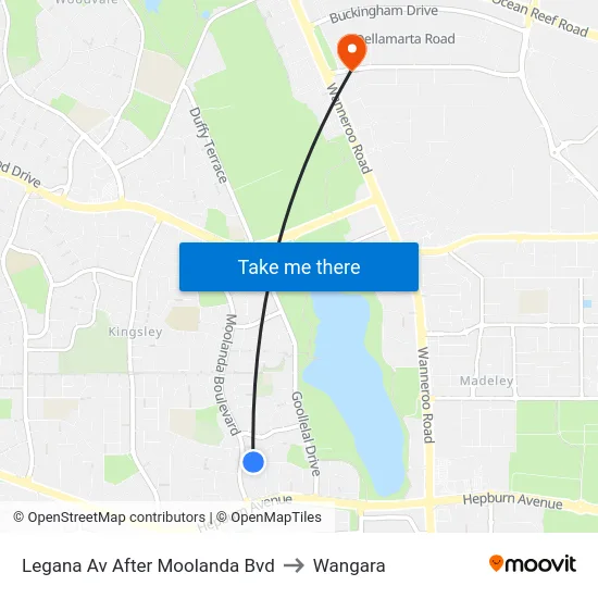 Legana Av After Moolanda Bvd to Wangara map