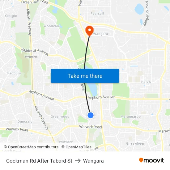 Cockman Rd After Tabard St to Wangara map