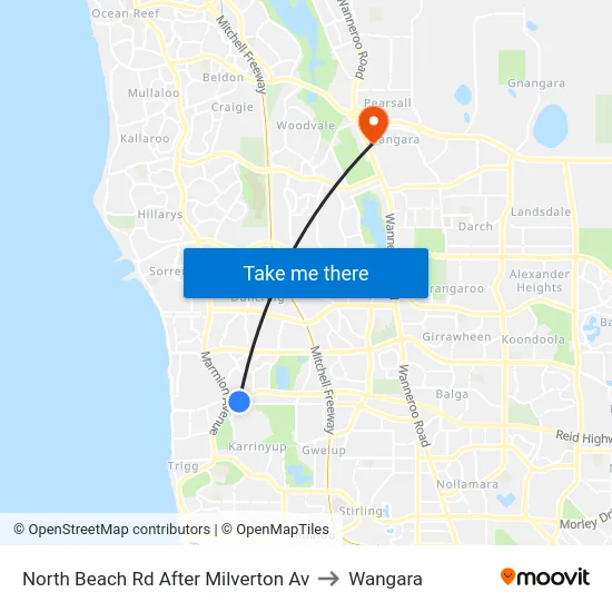 North Beach Rd After Milverton Av to Wangara map