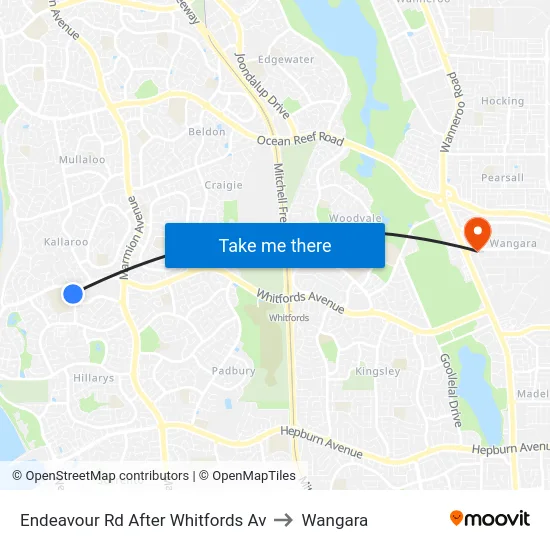 Endeavour Rd After Whitfords Av to Wangara map