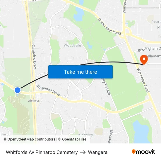Whitfords Av Pinnaroo Cemetery to Wangara map