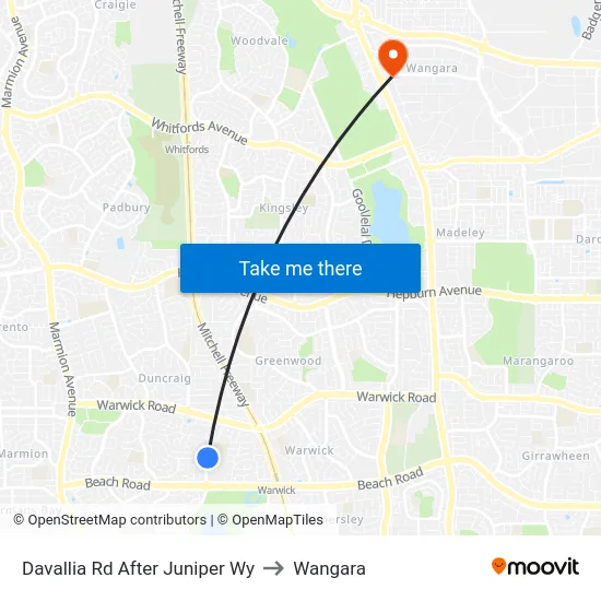 Davallia Rd After Juniper Wy to Wangara map