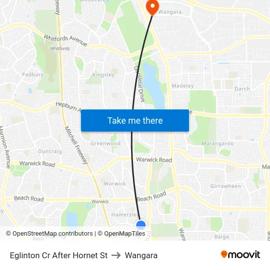 Eglinton Cr After Hornet St to Wangara map
