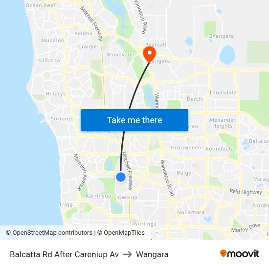 Balcatta Rd After Careniup Av to Wangara map