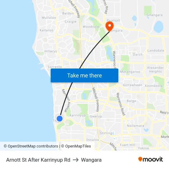 Arnott St After Karrinyup Rd to Wangara map