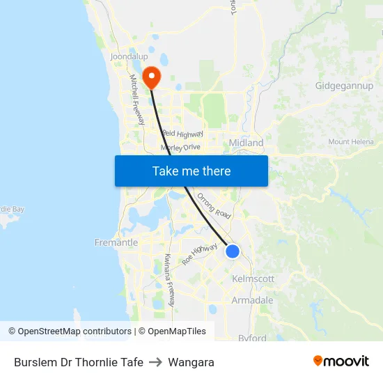 Burslem Dr Thornlie Tafe to Wangara map
