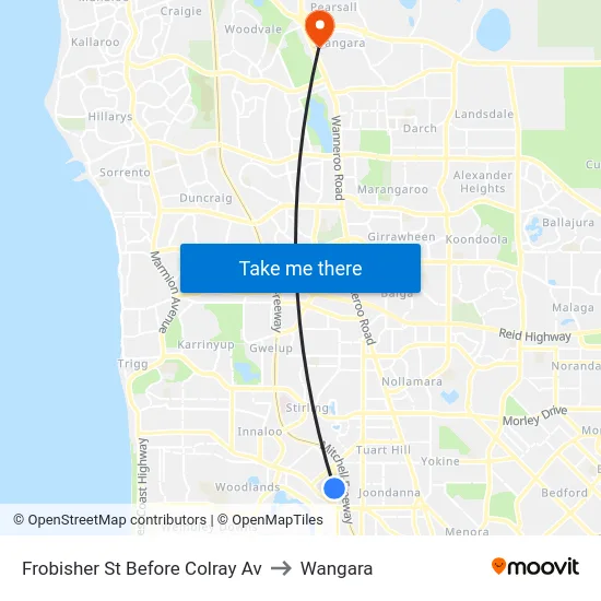 Frobisher St Before Colray Av to Wangara map