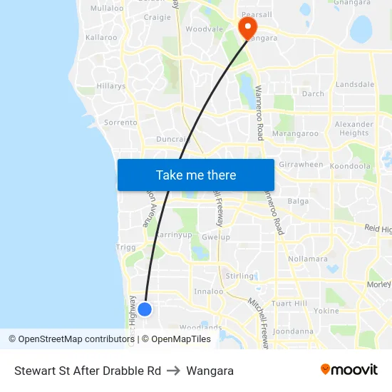 Stewart St After Drabble Rd to Wangara map