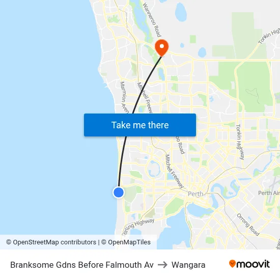 Branksome Gdns Before Falmouth Av to Wangara map