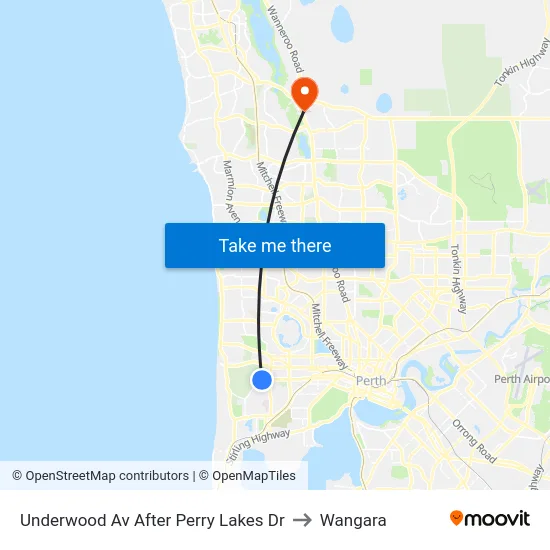 Underwood Av After Perry Lakes Dr to Wangara map