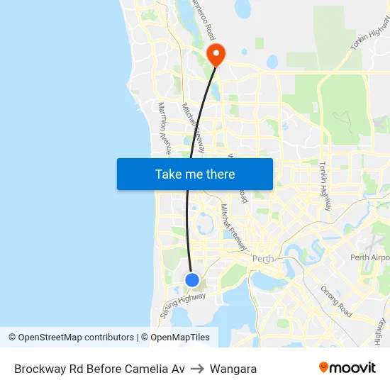 Brockway Rd Before Camelia Av to Wangara map