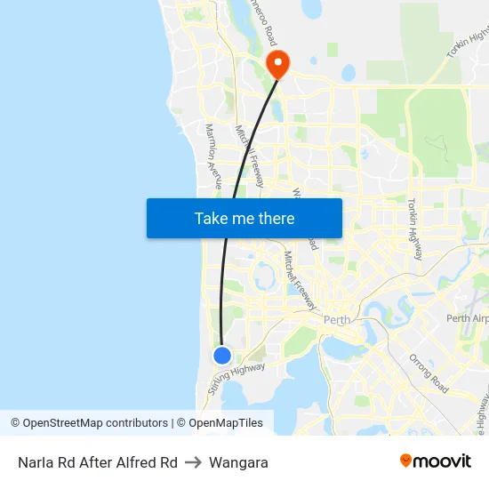 Narla Rd After Alfred Rd to Wangara map