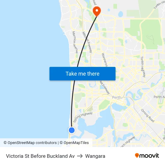 Victoria St Before Buckland Av to Wangara map