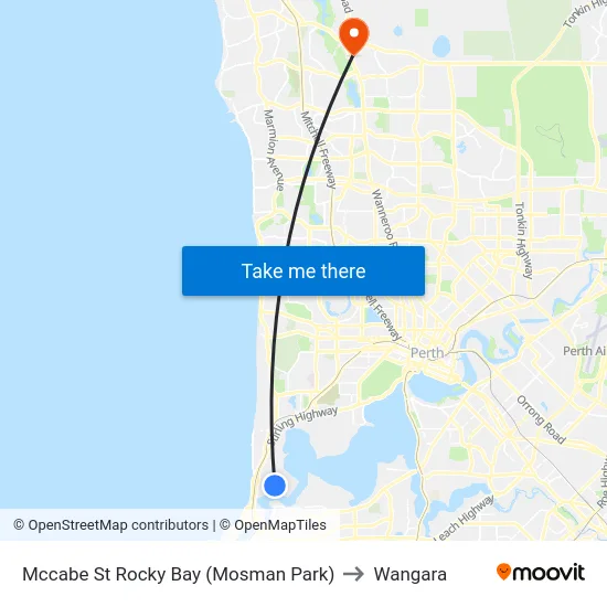 Mccabe St Rocky Bay (Mosman Park) to Wangara map